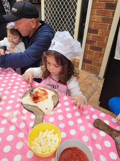 kids pizza making and cooking