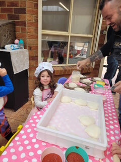 kids pizza making and cooking